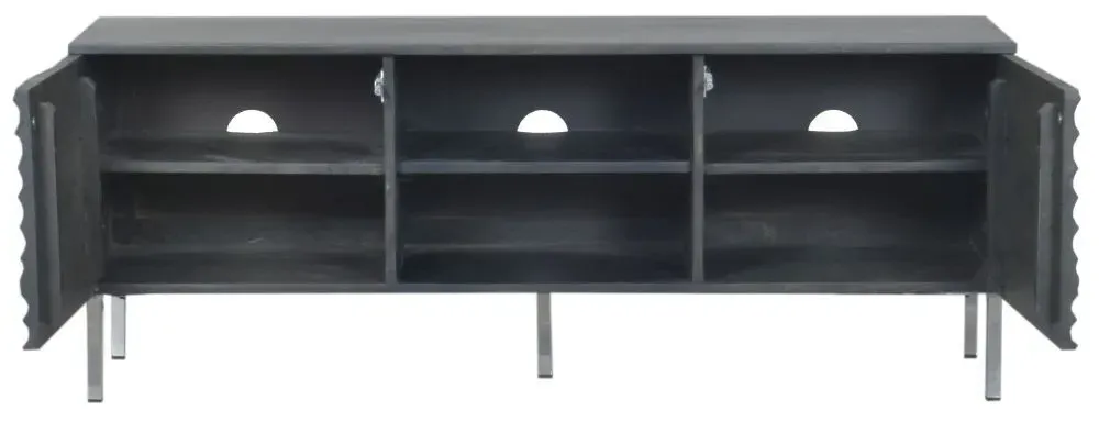 Wave Large Mango Wood TV Unit with Storage - Charcoal