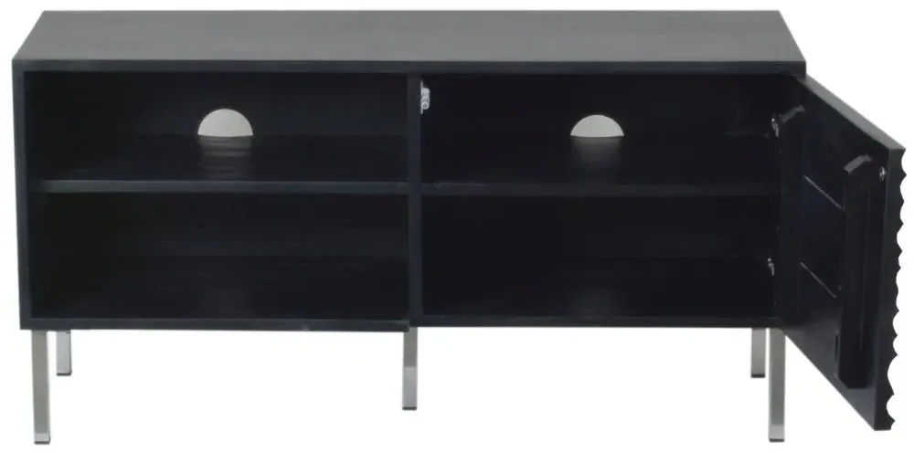 Wave Mango Wood TV Unit with Storage - Black