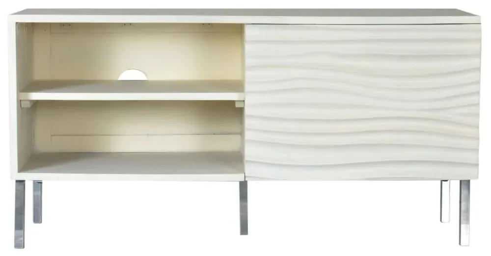 Wave Mango Wood TV Unit with Storage - Bone White