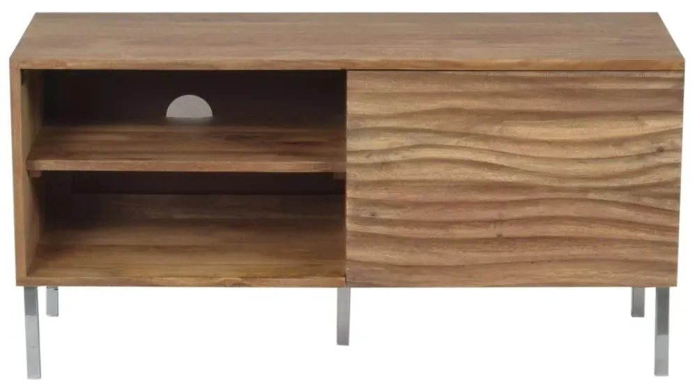 Wave Mango Wood TV Unit with Storage - Natural
