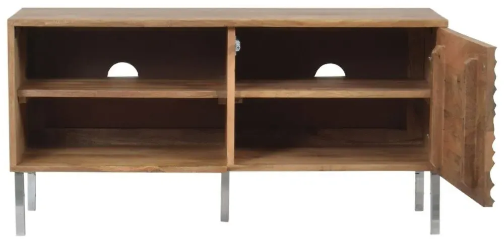 Wave Mango Wood TV Unit with Storage - Natural