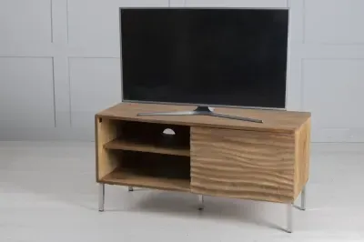 Wave Mango Wood TV Unit with Storage - Natural