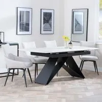 Westin Extending Dining Set with Ace Chairs - White, Ceramic