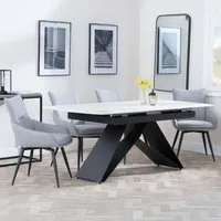 Westin Extending Dining Set with Ace Chairs - White, Ceramic