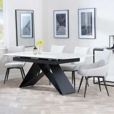 Westin Extending Dining Set with Ace Chairs - White, Ceramic