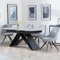 Westin Extending Dining Set with Arctic Chairs - Grey, Ceramic