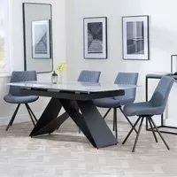 Westin Extending Dining Set with Boden Chairs - Grey, Ceramic