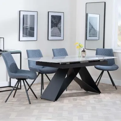 Westin Extending Dining Set with Boden Chairs - Grey, Ceramic