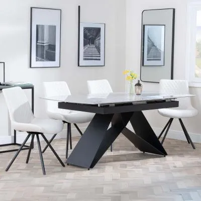 Westin Extending Dining Set with Boden Chairs - Grey, Ceramic