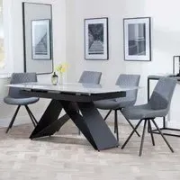 Westin Extending Dining Set with Boden Swivel Chairs - Grey, Ceramic