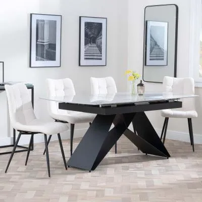 Westin Extending Dining Set with Corona Chairs - Grey, Ceramic