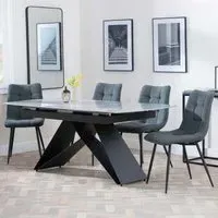 Westin Extending Dining Set with Corona Chairs - Grey, Ceramic