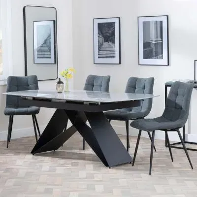 Westin Extending Dining Set with Corona Chairs - Grey, Ceramic