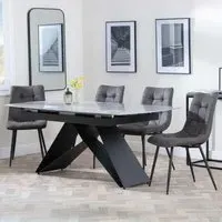 Westin Extending Dining Set with Corona Chairs - Grey, Ceramic