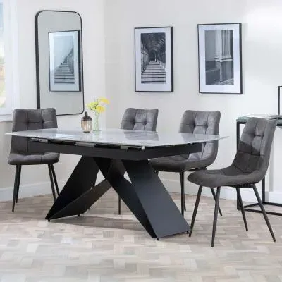 Westin Extending Dining Set with Corona Chairs - Grey, Ceramic