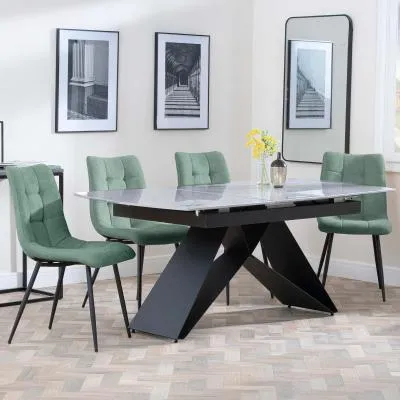 Westin Extending Dining Set with Corona Chairs - Grey, Ceramic image