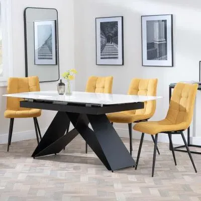 Westin Extending Dining Set with Corona Chairs - White, Ceramic