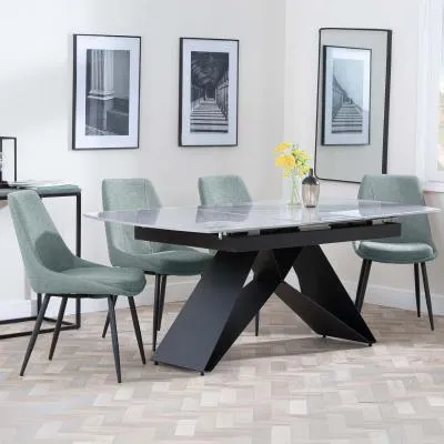 Westin Extending Dining Set with Darwin Chairs - Grey, Ceramic