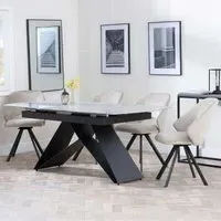 Westin Extending Dining Set with Ion Chairs - Grey, Ceramic