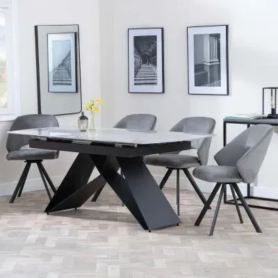 Westin Extending Dining Set with Ion Chairs - Grey, Ceramic