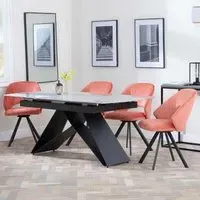 Westin Extending Dining Set with Ion Chairs - Grey, Ceramic