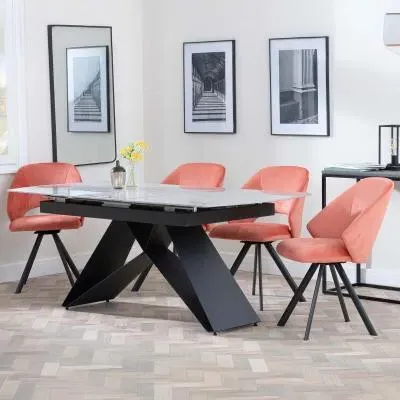 Westin Extending Dining Set with Ion Chairs - Grey, Ceramic