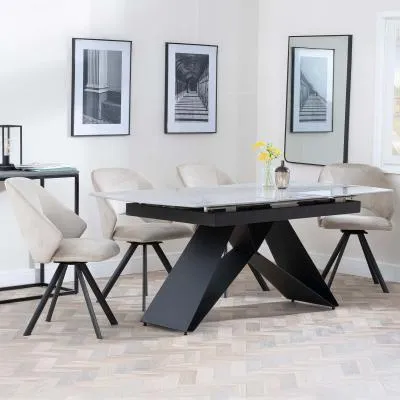 Westin Extending Dining Set with Ion Chairs - Grey, Ceramic