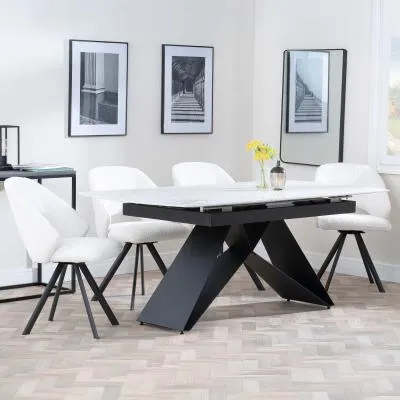 Westin Extending Dining Set with Ion Chairs - White, Ceramic