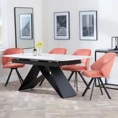 Westin Extending Dining Set with Ion Chairs - White, Ceramic