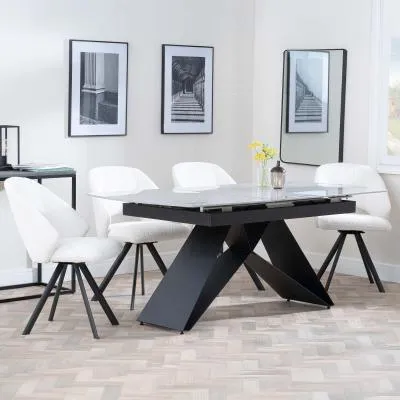 Westin Extending Dining Set with Ion Swivel Chairs - Grey, Ceramic