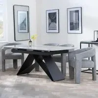 Westin Extending Dining Set with Kiefer Chairs - Grey, Ceramic