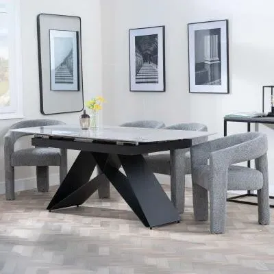 Westin Extending Dining Set with Kiefer Chairs - Grey, Ceramic