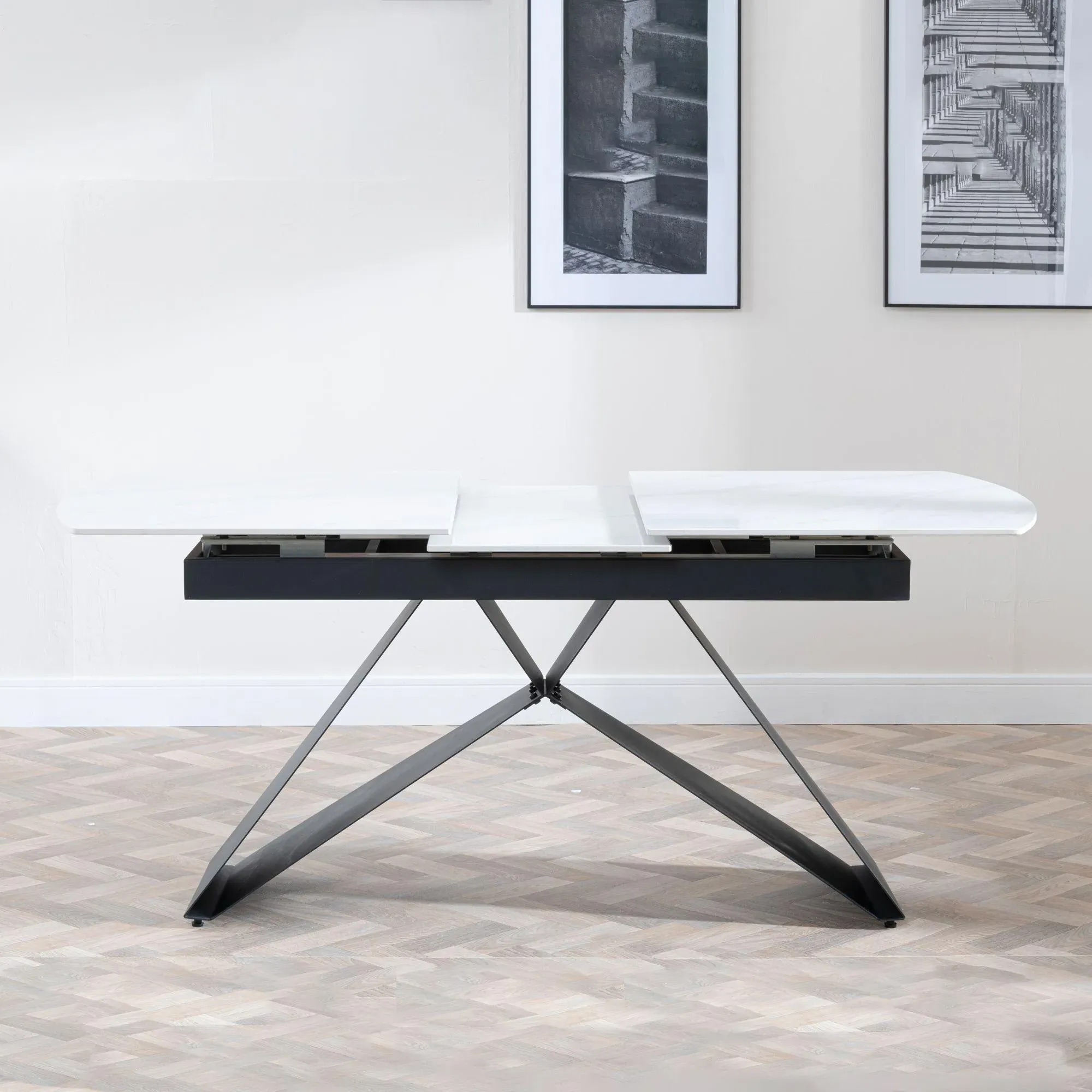 Westin Extending Dining Set with Kiefer Chairs - White, Ceramic