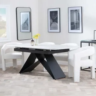 Westin Extending Dining Set with Kiefer Chairs - White, Ceramic
