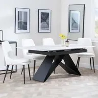 Westin Extending Dining Set with Peyton Chairs - White, Ceramic