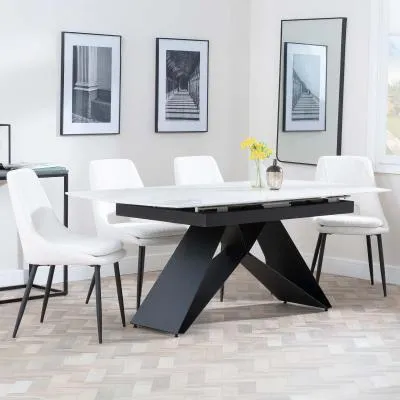 Westin Extending Dining Set with Peyton Chairs - White, Ceramic