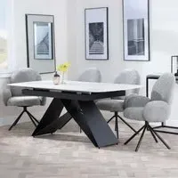 Westin Extending Dining Set with Theo Chairs - White, Ceramic