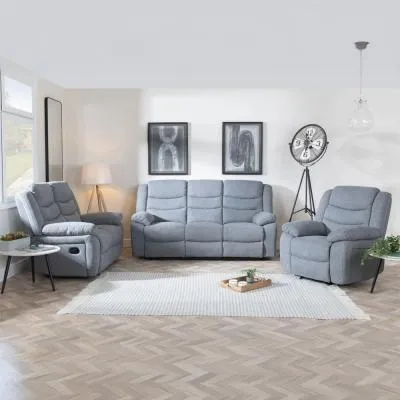 Windsor 3-Seater Recliner Sofa Set - Grey, Fabric image