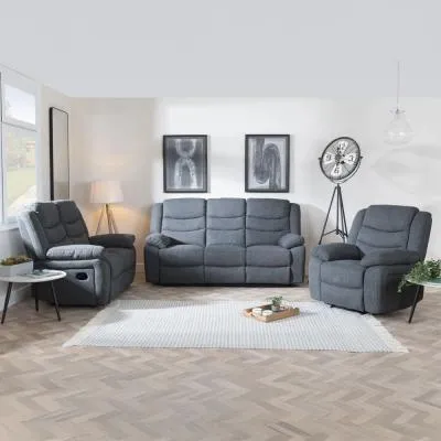Windsor Recliner Sofa Set - Dark Grey, Fabric