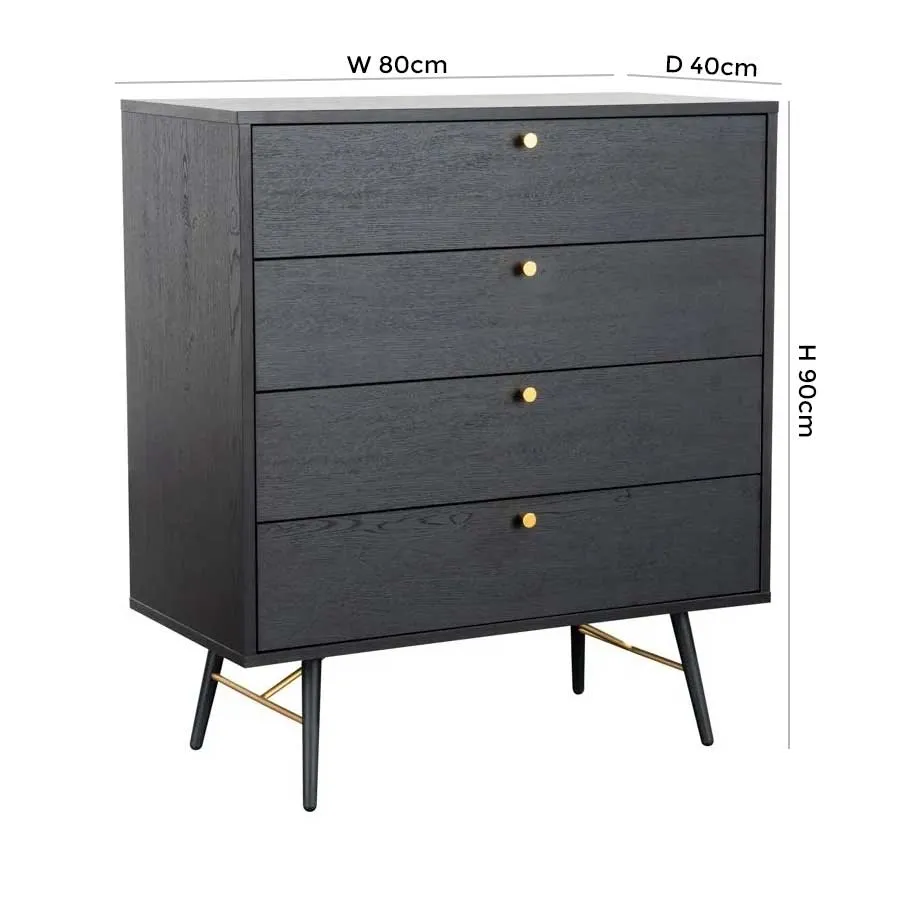 Barcelona 4 Drawer Chest - Black