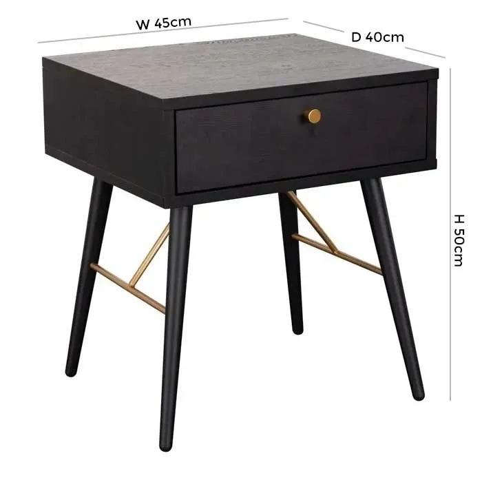 Barcelona Bedside Table - Black