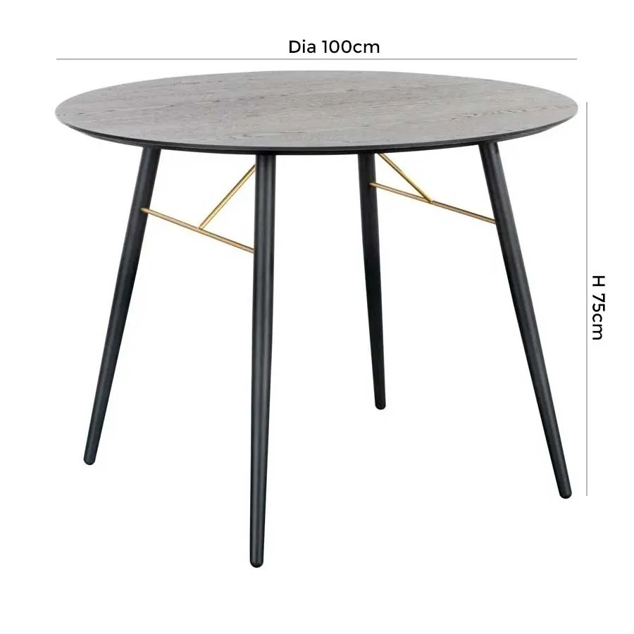 Barcelona Round Dining Table - Black, Copper