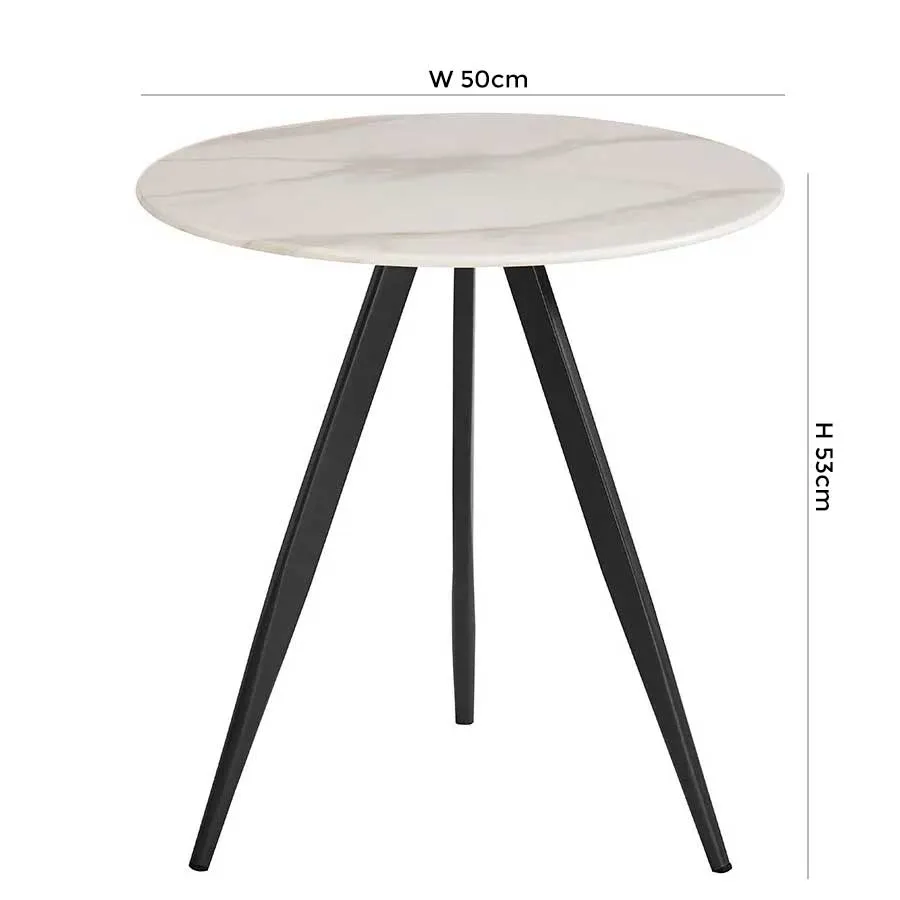 Circe Lamp Table - White, Marble Effect