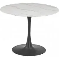 Circe Round Dining Table - White Marble Effect, Charcoal