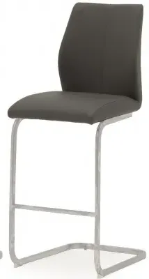 Elis Bar Stool - Grey, Faux Leather image