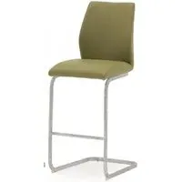 Elis Bar Stool - Olive Green, Faux Leather