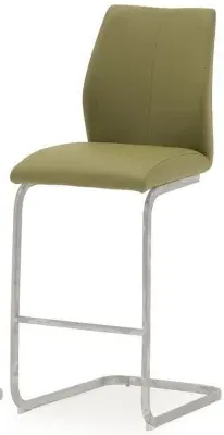 Elis Bar Stool - Olive Green, Faux Leather