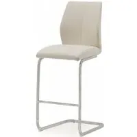 Elis Bar Stool - Taupe, Faux Leather