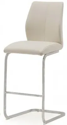 Elis Bar Stool - Taupe, Faux Leather