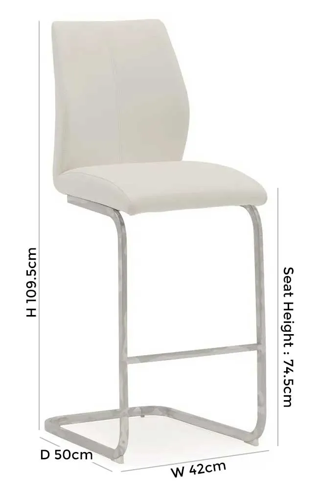 Elis Bar Stool - White, Faux Leather